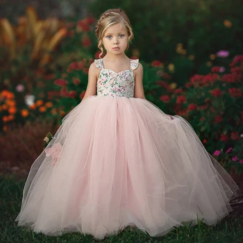 Платья из тюля Одежда для маленьких девочек Детское платье принцессы для девочек Вечеринка Свадьба День Рождения Летнее Длинное платье Макси