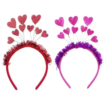 Повязка на голову в форме сердца, Блестящие обручи для волос На День Святого Валентина, Аксессуары для укладки Волос, резинка для волос для вечеринки, реквизит для фотосессий, свиданий