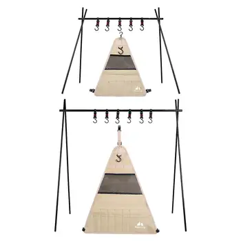 Подвесная стойка для кемпинга Треугольник с крючками Складные аксессуары для барбекю на открытом воздухе