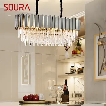 Подвесной Светильник SOURA Postmodern Double Crystal LED Lamp Роскошный Светильник для Домашней Столовой Гостиной