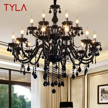 Подвесной светильник из хрусталя в европейском стиле TYLA, лампа с черной свечой, Роскошная гостиная, ресторан, спальня, вилла, люстра