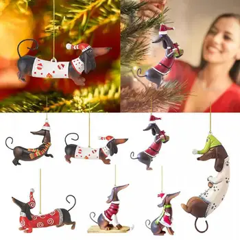 Подвесные украшения для Рождественской елки, Акриловые украшения в форме кошки, Такса, Рождественские украшения, Подарки для новогодних вечеринок