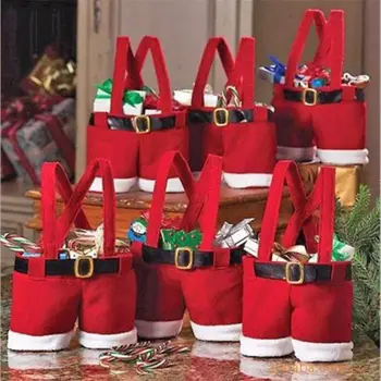 Принадлежности для рождественских украшений Сумки для конфет Санта-Клауса Штаны Санта-Клауса Подарочные Ботинки Сумочка Украшение елки Рождественские Подвески