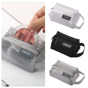 Простая нейлоновая Прозрачная сетка, Небольшая сумка для хранения на молнии, кошелек для монет, Портативная дорожная косметичка для губной помады, сумка для ключей, сумка для хранения карт