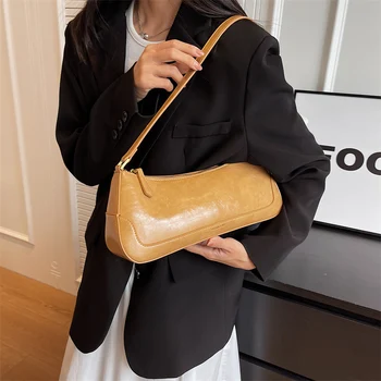 Простые женские сумки через плечо в стиле ретро, модная сумочка-шоппер для подмышек, женская сумка-цепочка, сумки-тотализаторы, высококачественные кожаные сумки-болсы