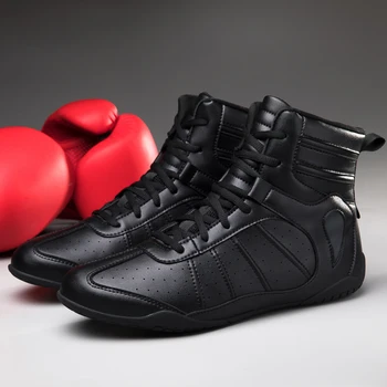 Профессиональная спортивная обувь для борьбы с высоким берцем, мужские и женские ботинки для бокса и боевых тренировок, размер 3546
