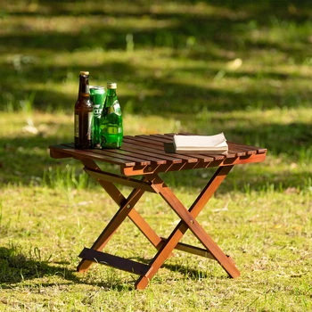 Прочный деревянный складной стол с металлическими ножками, идеально подходящий для вечеринок с барбекю
