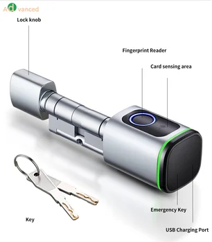 Регулируемый цилиндрический еврорезной Alexa tuya ttlock Bluetooth, отпечаток пальца, бесключевой цифровой цилиндровый дверной замок DIY