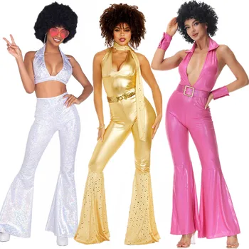 Ретро-вечеринка Пурим 60-х 70-х, костюм хиппи, женские наряды в стиле хиппи, рок-диско, косплей, Маскарадный костюм на Хэллоуин, сексуальный комбинезон