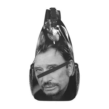 Ретро-рок-сумка Johnny Hallyday Sling Crossbody, нагрудная сумка, мужской крутой французский рюкзак France Singer для пеших прогулок