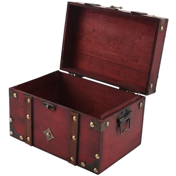 Ретро Сундук с сокровищами Винтажный Деревянный ящик для хранения Ювелирных изделий В античном стиле Органайзер для шкатулки для безделушек