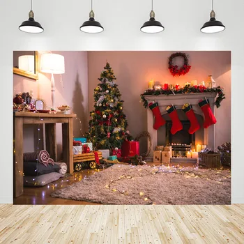 Рождественская елка Гостиная Камин Фоны для фотосъемки Фоновые рисунки Фотостудия для детей Детский портрет Фотосессия для вечеринки