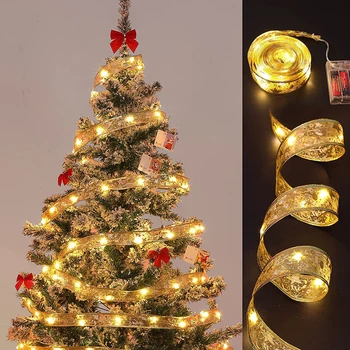 Рождественская лента, гирлянды, 50 светодиодных гирлянд на батарейках для украшения рождественской елки, свадебной вечеринки.