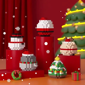 Рождественский Санта-Клаус Лось серии микрочастиц строительный блок украшение столешницы в сборе творческие игрушки-головоломки