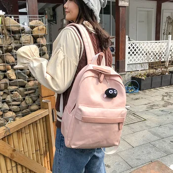 Розовый холщовый рюкзак 2023 Весенняя уличная Повседневная дорожная сумка Студенческая модная сумка для книг Простой трендовый женский рюкзак