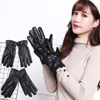 Рукавицы с сенсорным экраном из искусственной кожи, Ветрозащитные перчатки, перчатки для вождения, Сверхлегкие Осенне-зимние перчатки для защиты от холода с пятью пальцами Перчатки