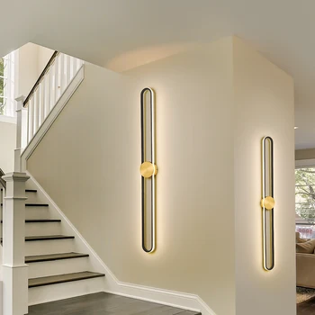 Светодиодный настенный светильник с длинным алюминиевым светом, модная домашняя поверхность для гостиной, прикроватная тумбочка, коридор, лестница, балкон, фоновое настенное освещение