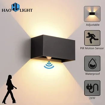 Светодиодный настенный светильник с датчиком движения человеческого тела IP65, водонепроницаемый наружный и внутренний настенный светильник, садовый светильник, алюминий AC90-260V