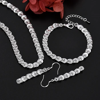 Серьги-подвески из стерлингового серебра 925 пробы, ожерелье, браслет, милые украшения для женщин, цепочка, свадебный подарок
