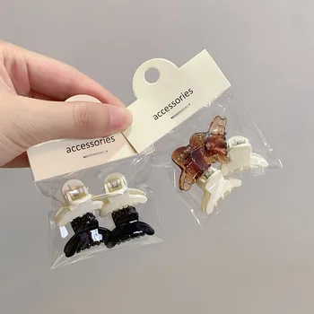 Симпатичная мини-заколка из прозрачного пластика цвета желе, цветная заколка с бантиком сбоку, заколка для волос сбоку, корейская версия