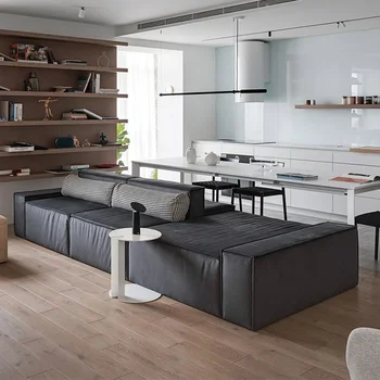 Скандинавский креативный минималистичный тканевый двусторонний диван с комбинированным сращиванием дизайнерский ленивый диван для маленькой квартиры с открытой гостиной