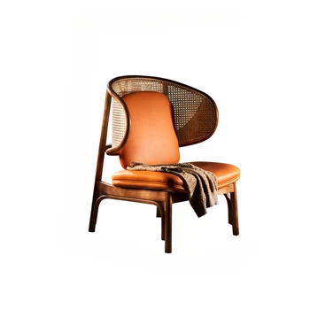 Скандинавский ротанговый стул из массива дерева для отдыха, диван для одного человека, кресло для отдыха на балконе, домашнее ленивое кресло с откидной спинкой