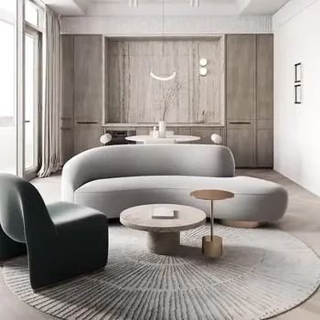 Скандинавский современный дизайнерский дугообразный диван villa fabric для нескольких человек, роскошный диван полукруглой формы