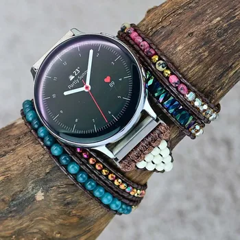Смарт-Ремешок для Samsung Galaxy Watch для Xiaomi Цветной Ремешок для Часов 22 мм 20 мм Плетение Из Натурального Камня Ремешок Для Часов Браслет