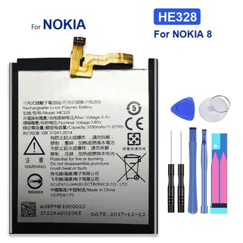 Сменный высококачественный аккумулятор мобильного телефона для Nokia 8 Nokia8 N8 TA-1004 HE328, аккумуляторы для смартфонов емкостью 3030 мАч