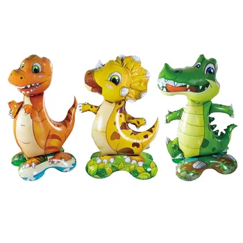 Соберите 4D стоящего динозавра, крокодила, воздушный шар из алюминиевой пленки, воздушный шар в форме трицератопса, тираннозавра Рекса, с Днем рождения
