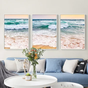 Современная настенная живопись с изображением морской волны, настенное искусство, картины для гостиной, украшения дома, Картины на стену cuadros