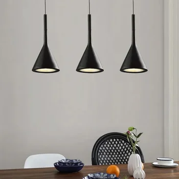 Современные светодиодные подвесные светильники Черный, белый цвет, кухонный стол, столовая, подвесная лампа, абажур E27, лампа для дома, люстры