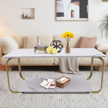 Современный журнальный столик из искусственного мрамора, прямоугольный столик с искусственным акцентом, коктейльный столик для гостиной