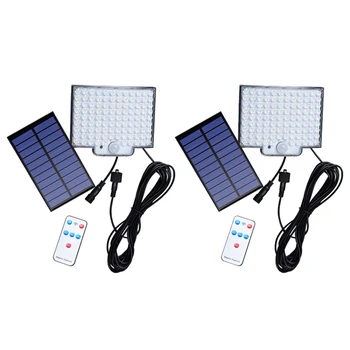 Солнечные светильники, настенные светильники, 106LED, датчик движения на солнечной энергии, прожекторы с пультом дистанционного управления, светодиодные солнечные настенные светильники, 2 шт
