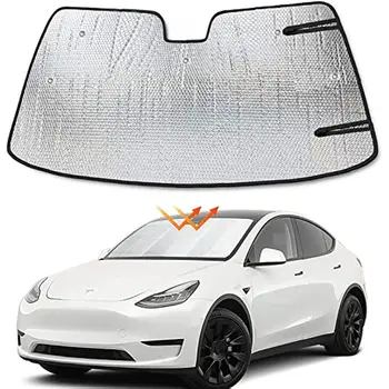 Солнцезащитный Козырек на Лобовое стекло для Tesla Model 3 Модель Y 2016-2022, Утолщенный 5-Слойный УФ-Отражатель, Защитный Козырек Переднего Стекла