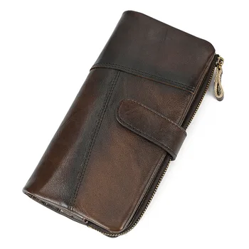 Стильный Винтажный кожаный бумажник с несколькими слотами для карт и защитой RFID
