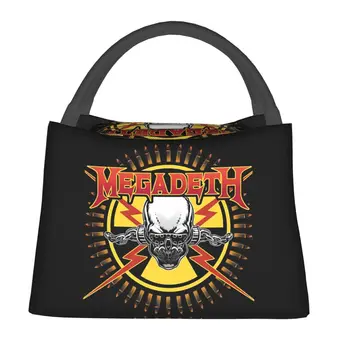 Сумка для ланча Megadeth Skull с изображением мультяшной рок-группы, портативный ланч-бокс, школьная сумка-холодильник с принтом, повседневные водонепроницаемые термосумки-тоут