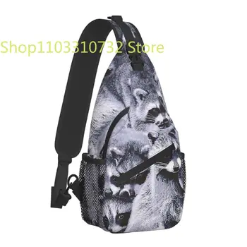 Сумка через плечо с изображением животного, Спортивная нагрудная сумка с енотами, Унисекс, Женские, мужские Модные рюкзаки для путешествий