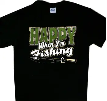 Счастлив, когда я на Рыбалке, Камуфляжная Черная футболка, Новая Рубашка