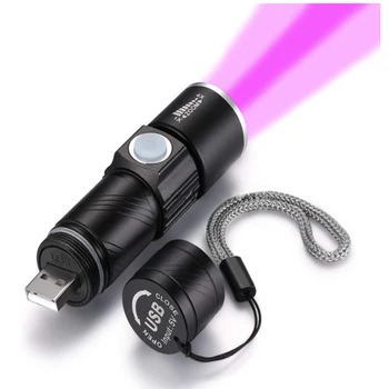 Ультрафиолетовый Свет Перезаряжаемый USB Фонарик 395nm Blacklight Ультрафиолетовая Лампа LED Портативный Мини Ручной Фонарик Детектор Пятен Мочи Собаки