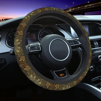 Универсальная крышка рулевого колеса Mandala Gold с пейсли, подходящая для внедорожника, Цветочная защита рулевого колеса автомобиля, Автоаксессуары