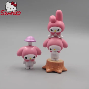 Фигурки My Melody Sanrio Игрушки Kawaii Аниме Розовая кукла Декоративная модель для торта Детские Рождественские Подарки на День рождения для девочек Друзей