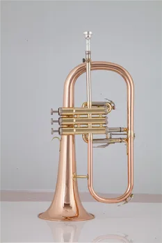 Хит продаж Bb Флюгельгорн из розовой латуни, покрытый металлическим лаком, Профессиональный Музыкальный инструмент с футляром для мундштука Бесплатная Доставка