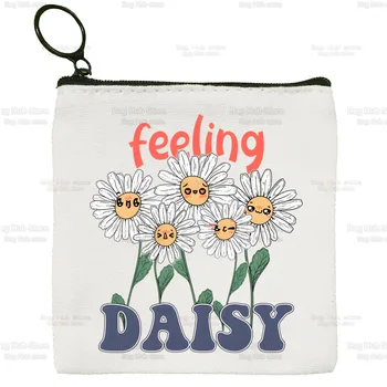 Холщовый кошелек Feeling Daisy для монет с логотипом Custompattern Для хранения Love Daisy Pouch Холщовый мешок Новая сумка для монет Кошелек для ключей