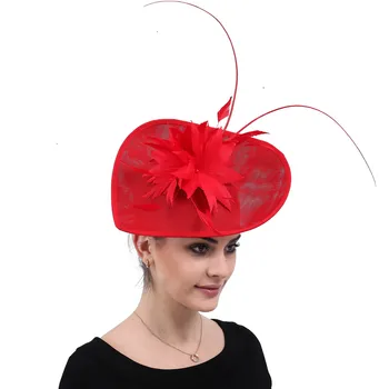 Церковные Красные шляпы Fascinators, большие женские дерби, красивые головные уборы, аксессуары для волос, элегантные гоночные головные уборы для новобрачных, дамы для новобрачных