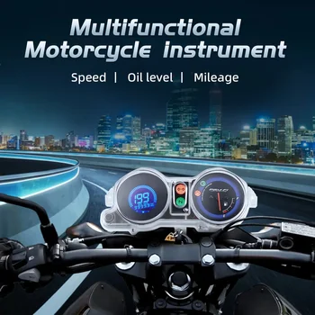 Цифровой прибор для мотоцикла, 7-цветный спидометр с подсветкой и общим пробегом, указатель поворота, N передач, дальний свет, приборная панель для мотобайка