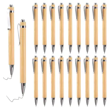 Шариковая ручка из бамбукового дерева 10шт, наконечник 1,0 мм, синие черные чернила, Канцелярские принадлежности для офиса и школы, Фирменная шариковая ручка для бизнеса