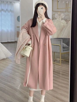 Шерстяное пальто женское осень-зима 2023, новый корейский стиль, высококачественное милое пальто в британском стиле, пальто средней длины, освежающее