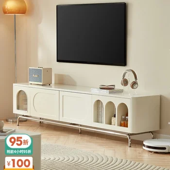 Шкаф для телевизора во французском кремовом стиле, винтажный напольный шкаф, журнальный столик, комбинированный шкаф для телевизора, небольшая гостиная от пола до потолка