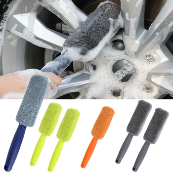 Щетка для мытья колесных дисков из микрофибры, Портативная Мойка колес автомобиля, Чистящие средства для автомобиля с пластиковой ручкой, инструменты для автоматической мойки, Очистители